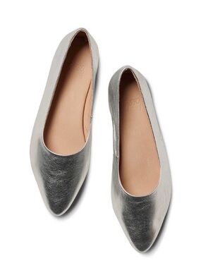 H&M Metallic Silver Pointed Ballet Flats